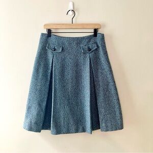 KATE HILL Wool Blend Tweed A-Line Skirt